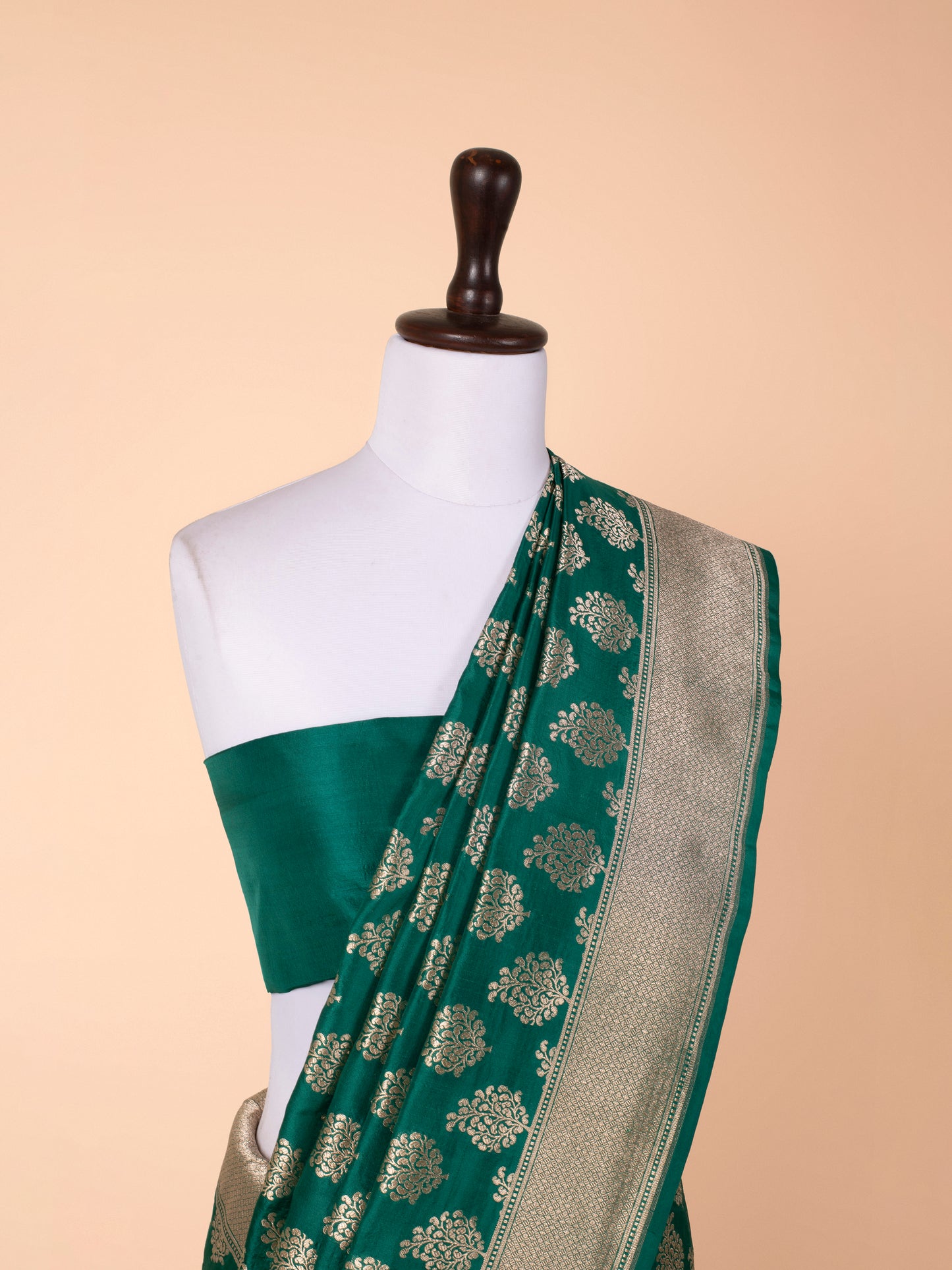 Handwoven Bottle Green Silk Saree