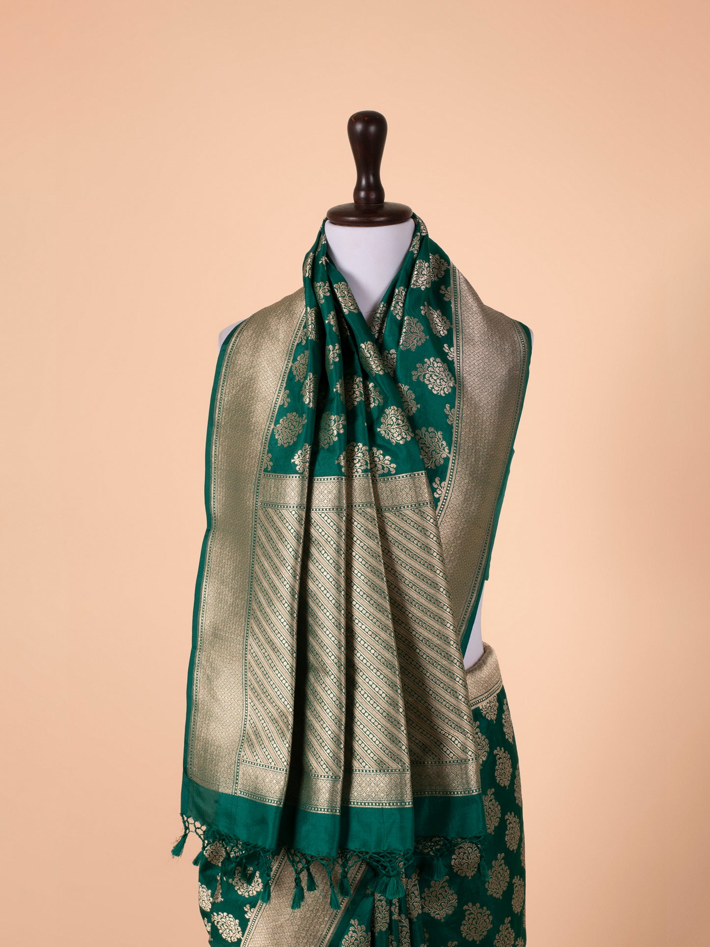 Handwoven Bottle Green Silk Saree