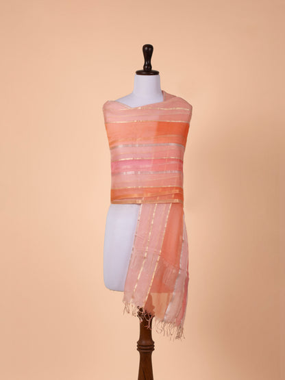 Handwoven Peach Organza Dupatta