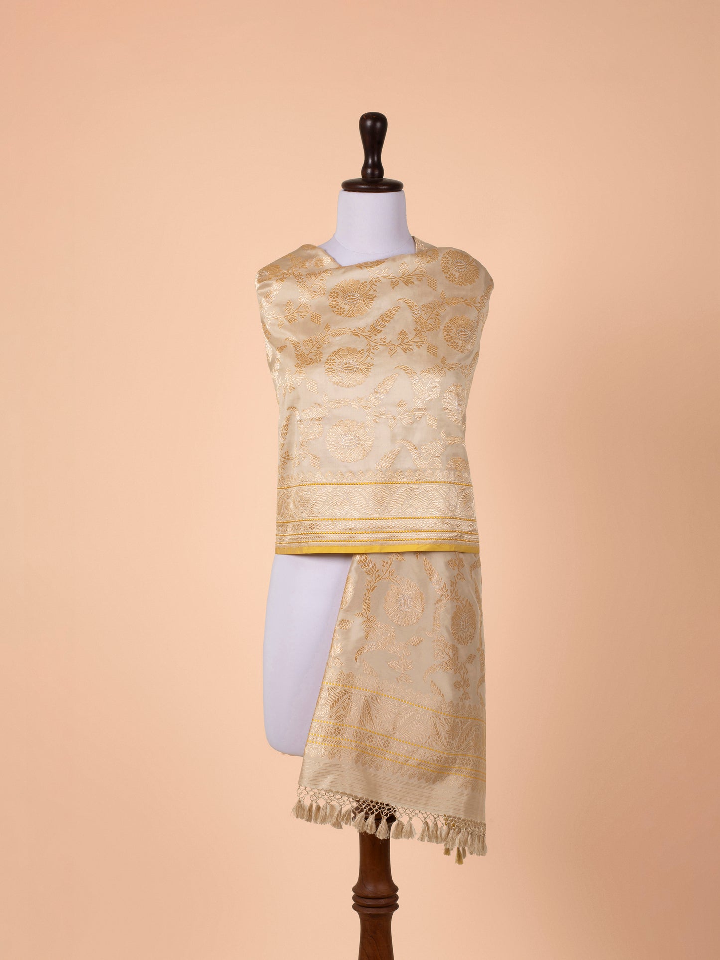 Handwoven Beige Silk Dupatta