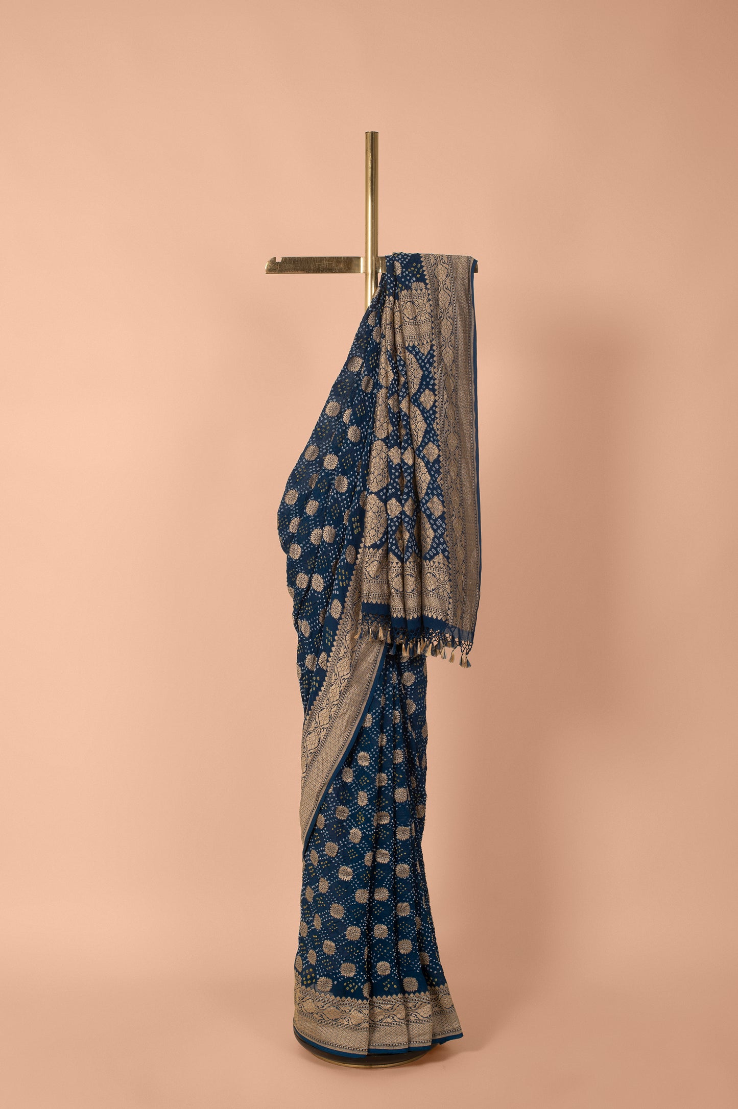 Handwoven Blue Bandhani Georgette Saree