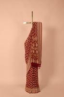 Handwoven Maroon Bandhani Georgette Saree