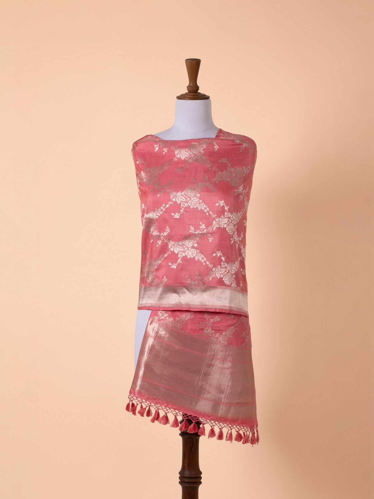 Handwoven Pink Silk Dupatta