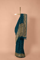 Handwoven Blue Bandhani Georgette Saree