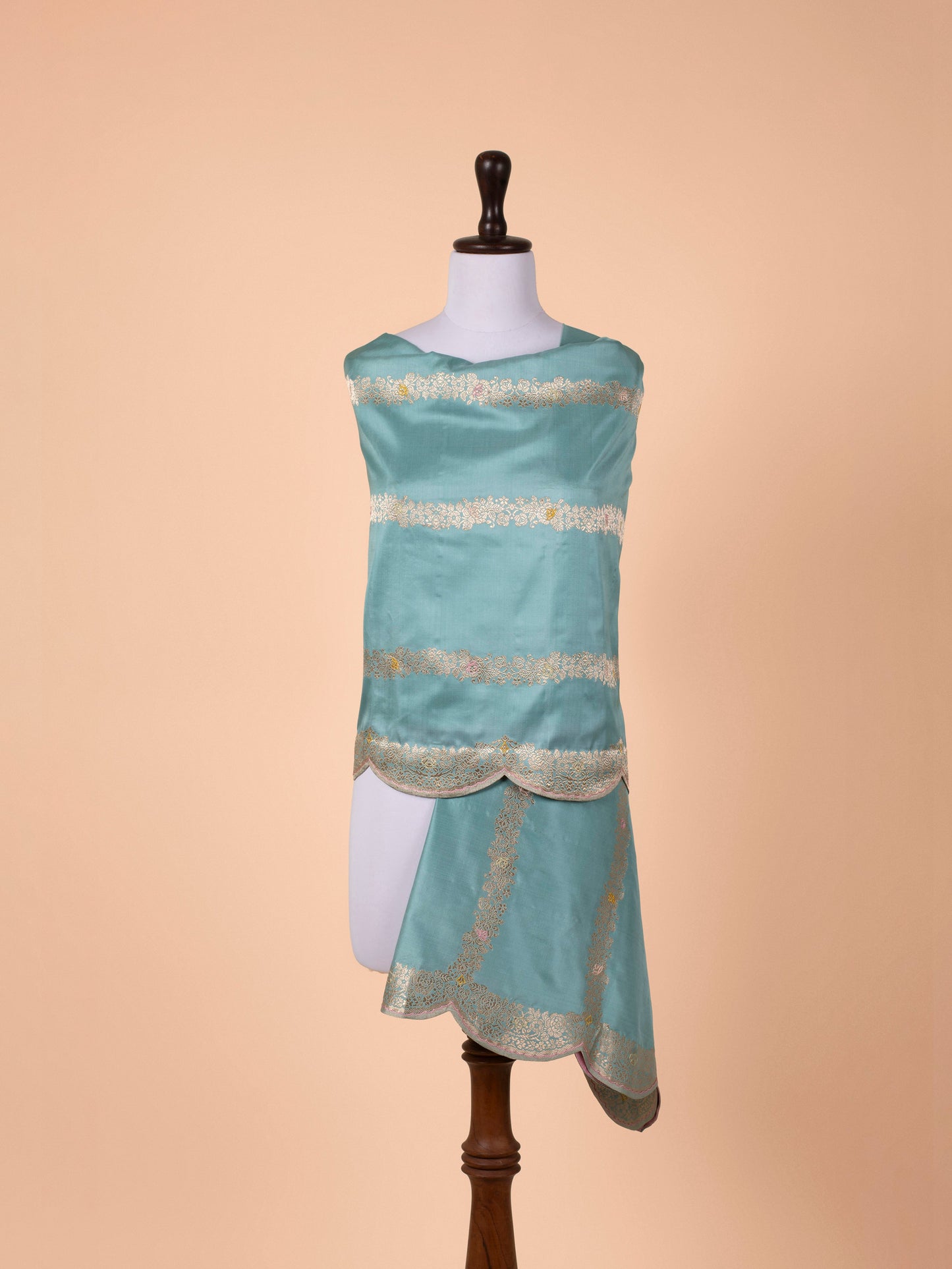 Handwoven Sea Green Silk Dupatta