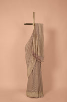 Handwoven Beige Bandhani Georgette Saree