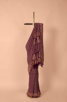 Handwoven Purple Bandhani Georgette Saree