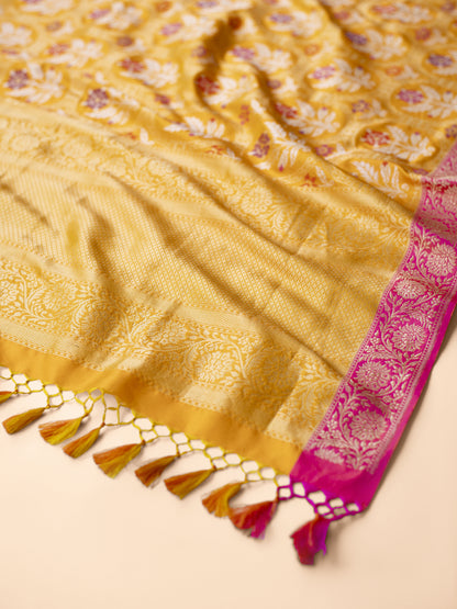 Handwoven Mustard Silk Dupatta