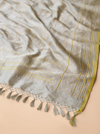 Handwoven Beige Silk Dupatta