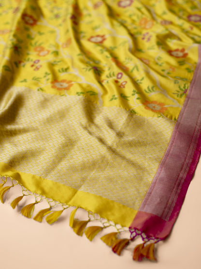 Handwoven Mustard Silk Dupatta