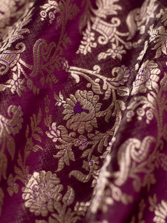 Handwoven Purple Satin Silk Fabric