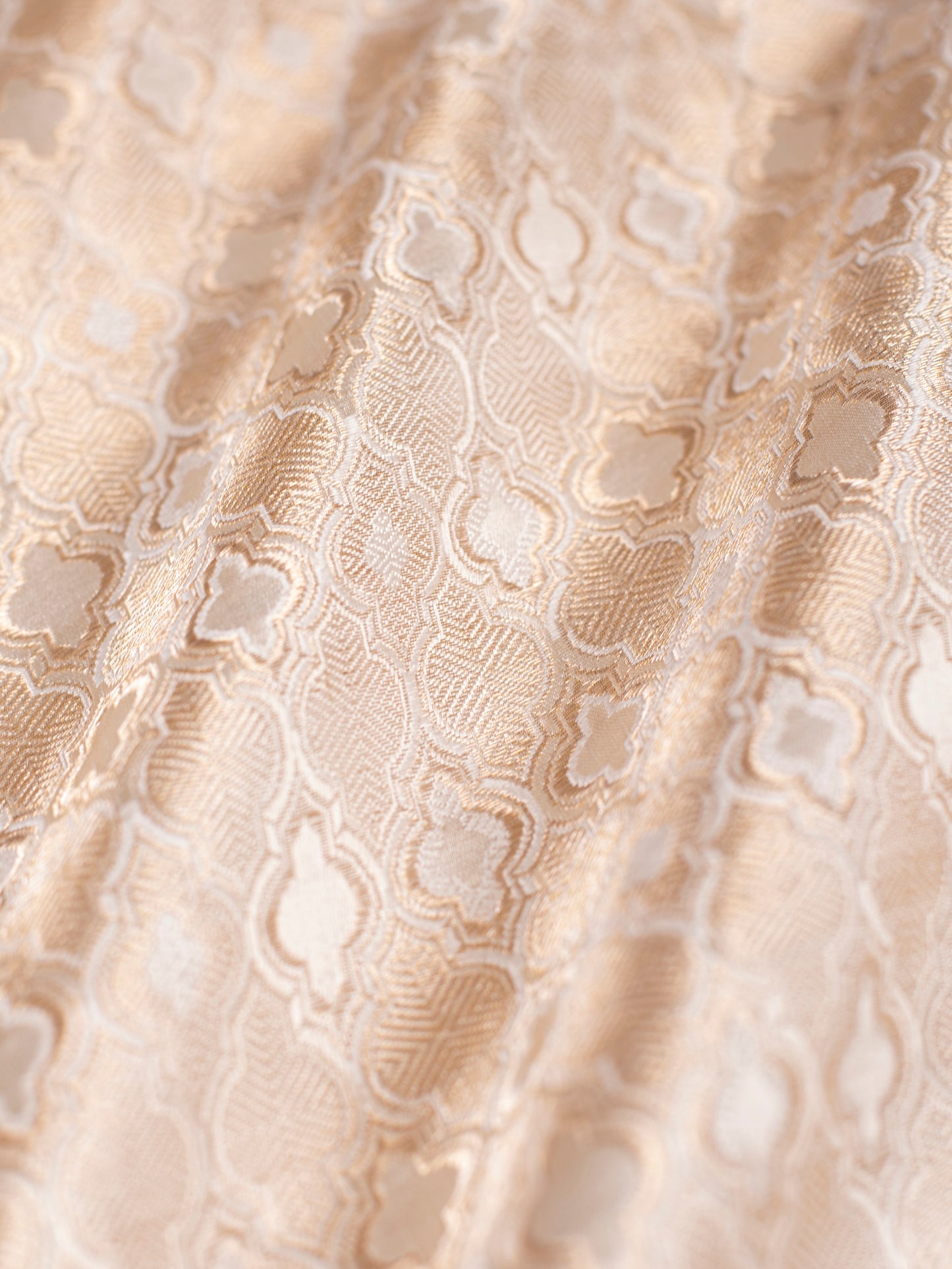 Handwoven Beige Satin Silk Fabric