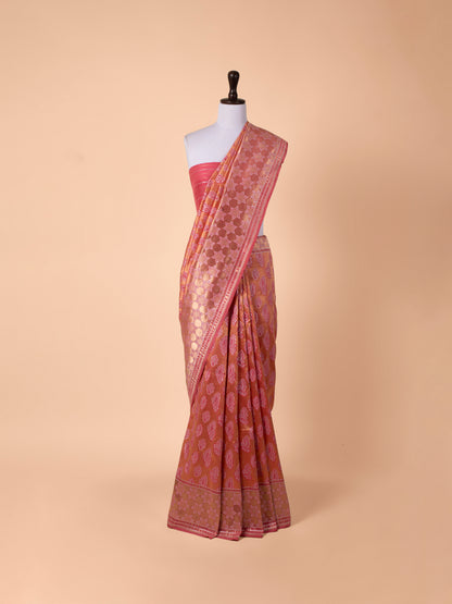 Handwoven Orange Silk Saree