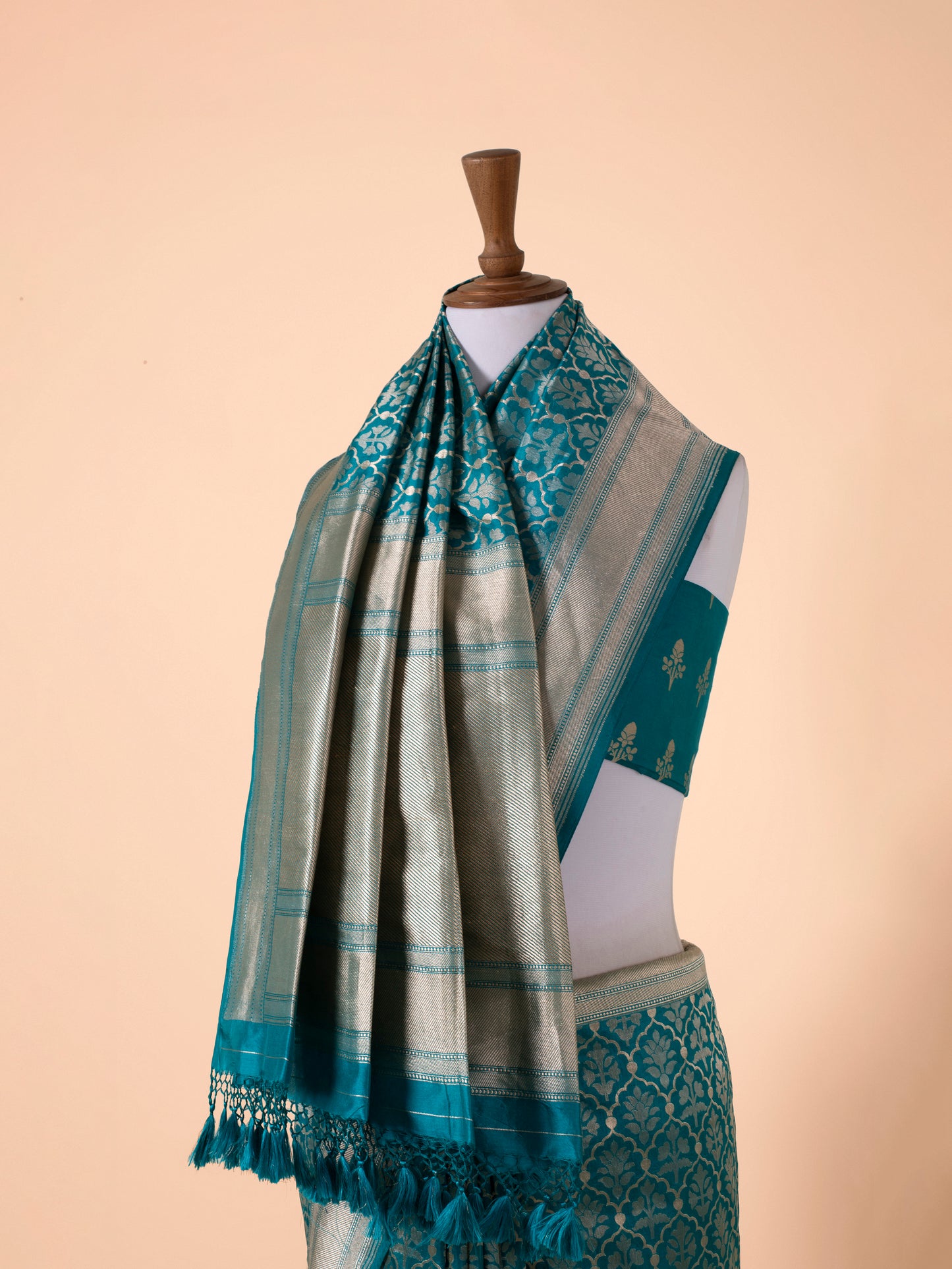 Handwoven Aqua Green Silk Saree