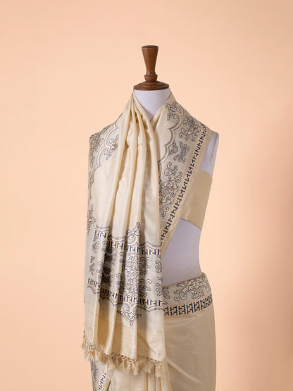 Handwoven Cream Silk Saree