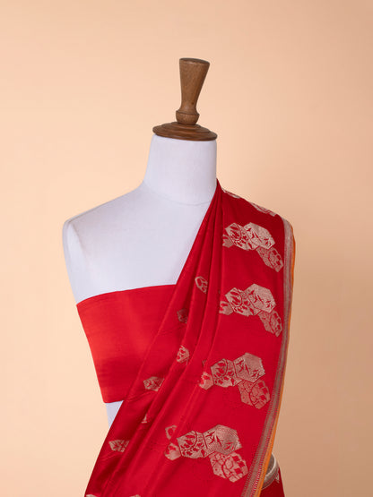 Handwoven Red Satin Silk Saree