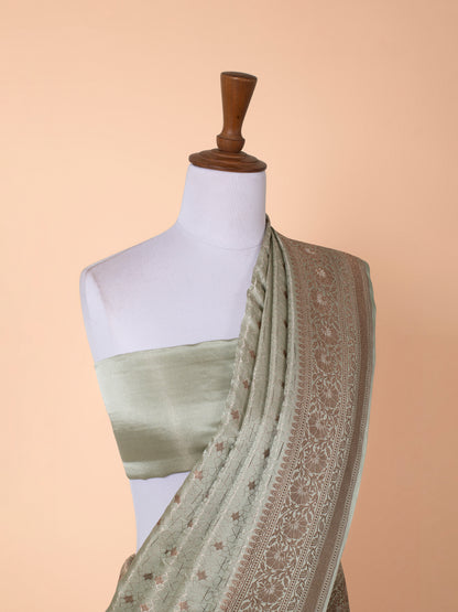 Handwoven Green Satin Silk Saree