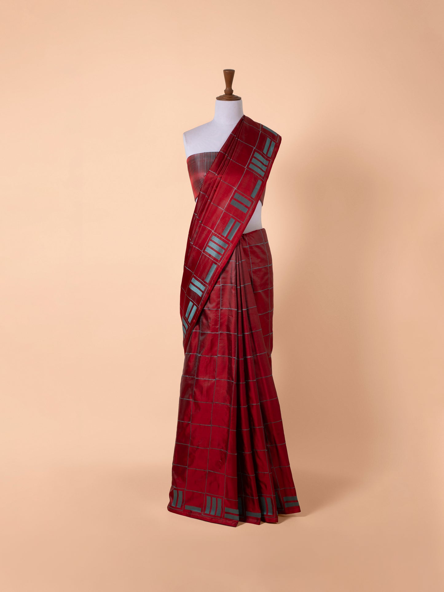 Handwoven Maroon Satin Silk Saree