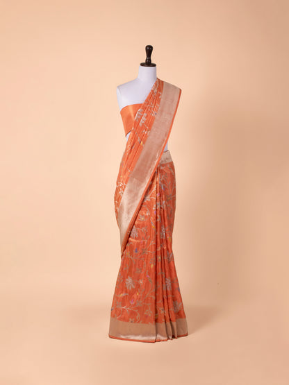 Handwoven Orange Silk Saree