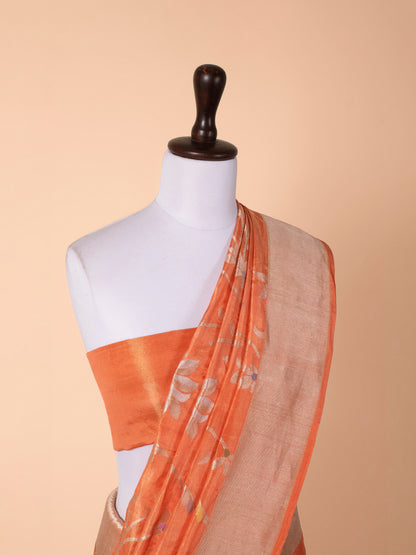 Handwoven Orange Silk Saree