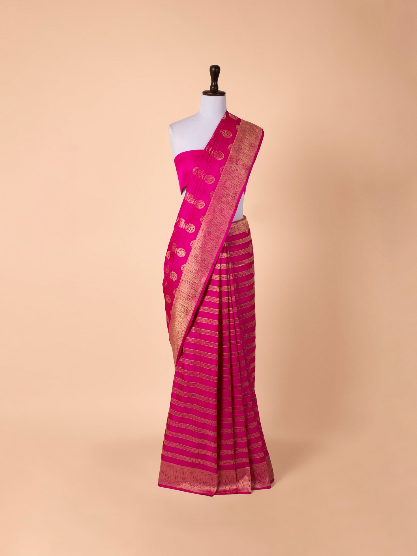 Handwoven Rani Pink Silk Saree