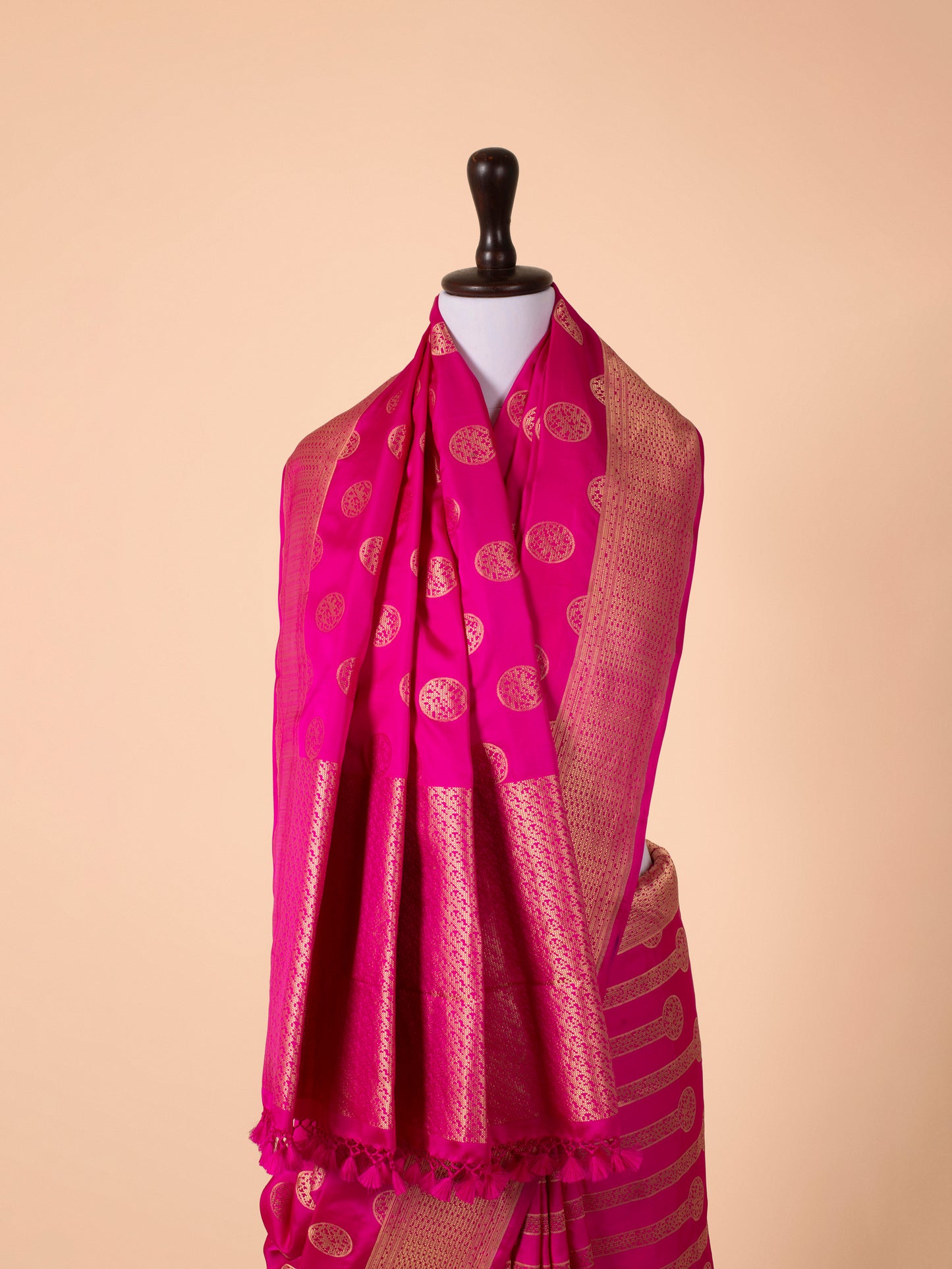 Handwoven Rani Pink Silk Saree