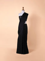 Handwoven Black Satin Silk Saree