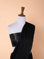 Handwoven Black Satin Silk Saree