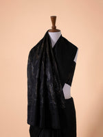 Handwoven Black Satin Silk Saree
