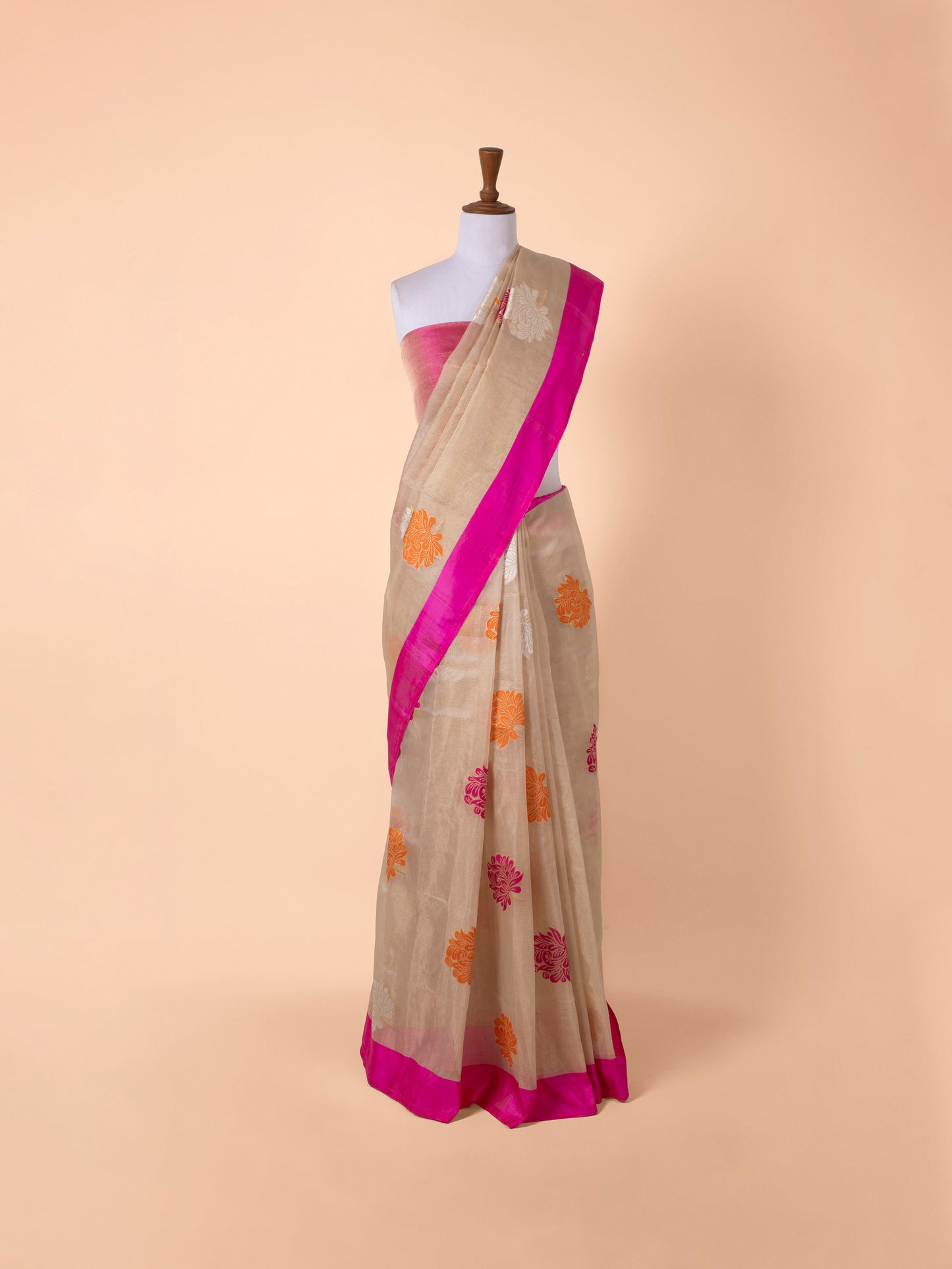 Handwoven Beige Silk Saree