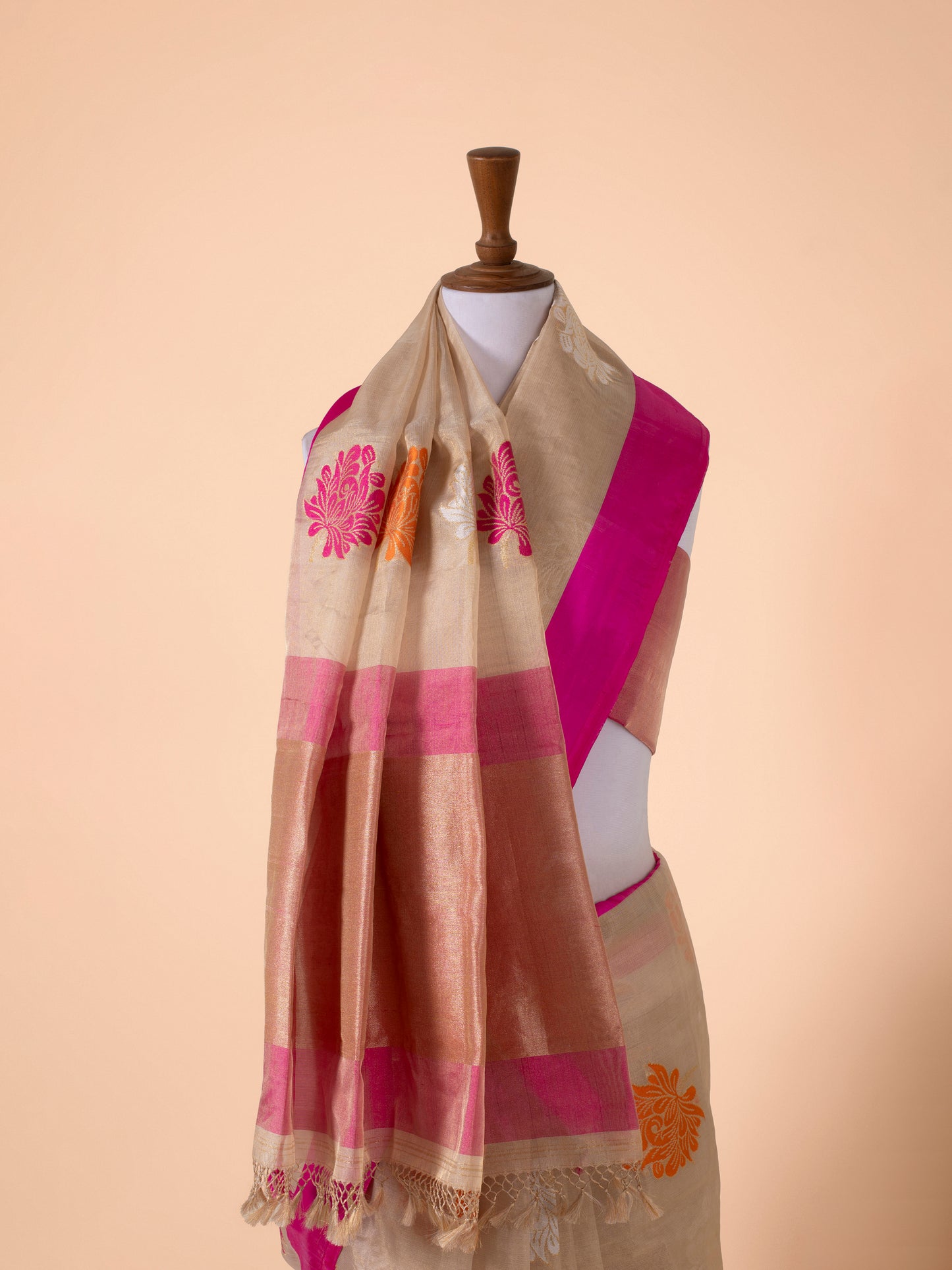 Handwoven Beige Silk Saree