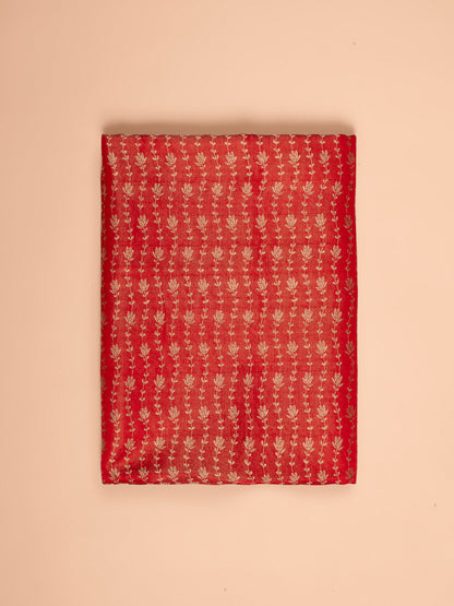 Handwoven Red Satin Silk Fabric