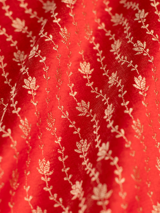 Handwoven Red Satin Silk Fabric