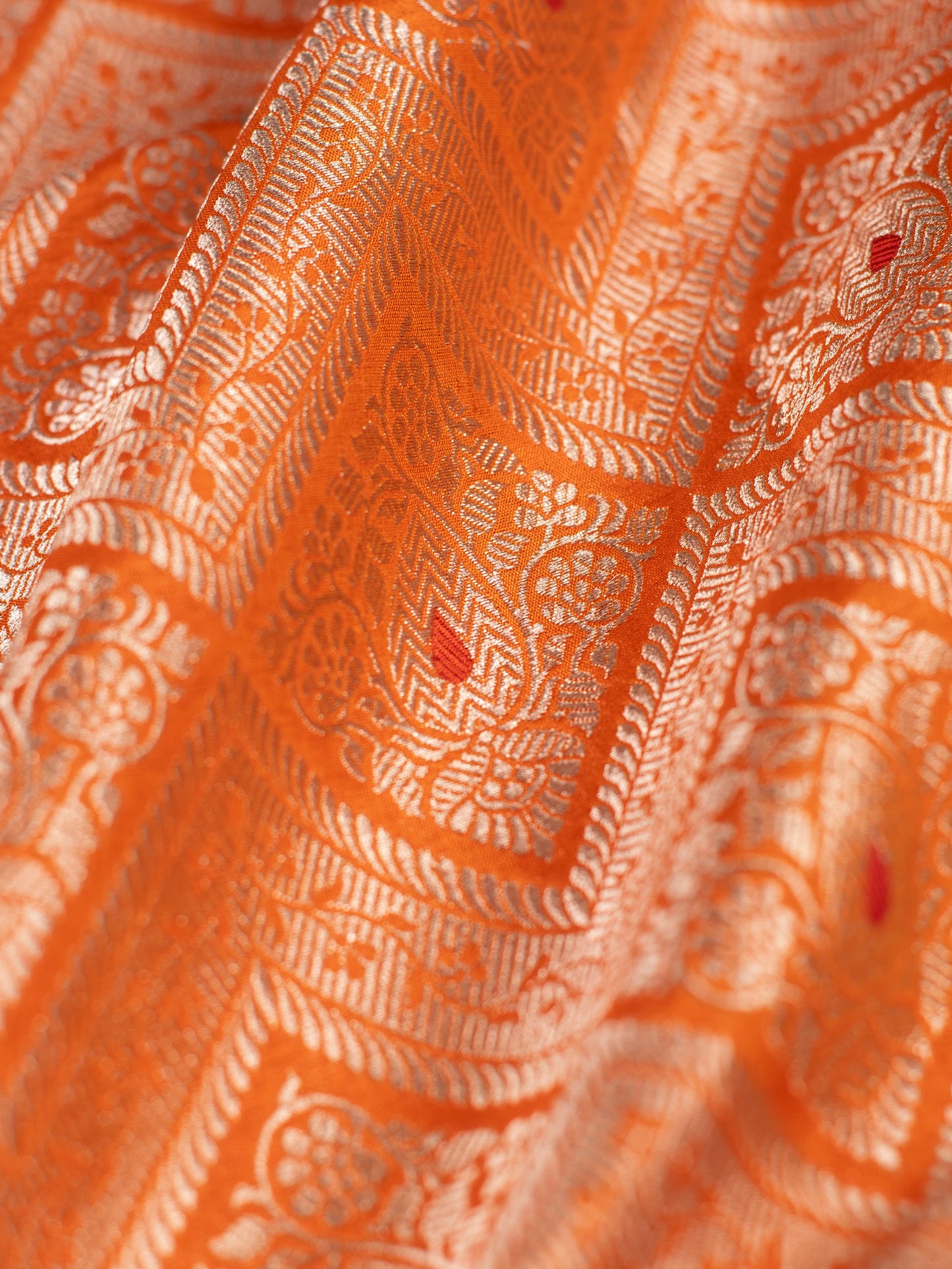 Handwoven Orange Silk Fabric