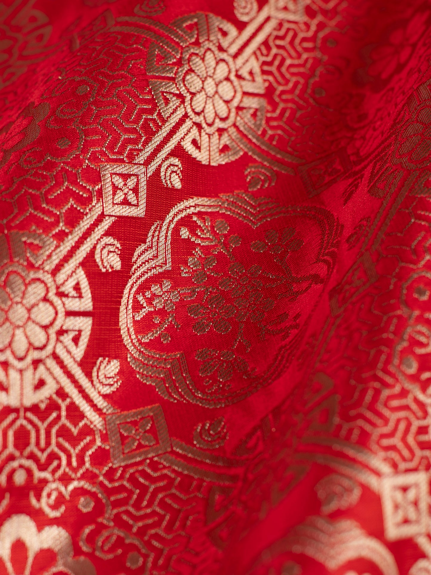 Handwoven Red Silk Fabric