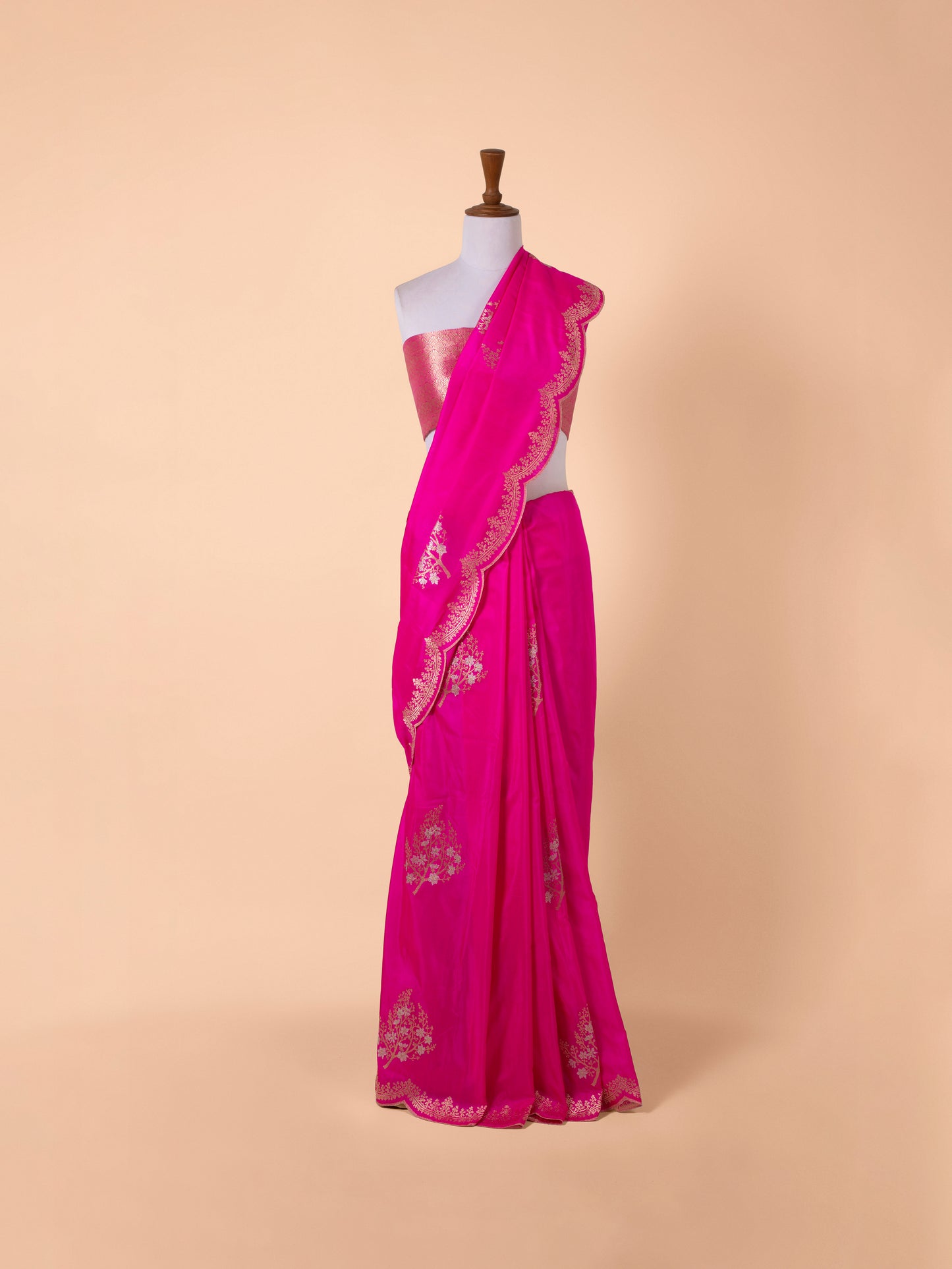 Handwoven Rani Pink Silk Saree