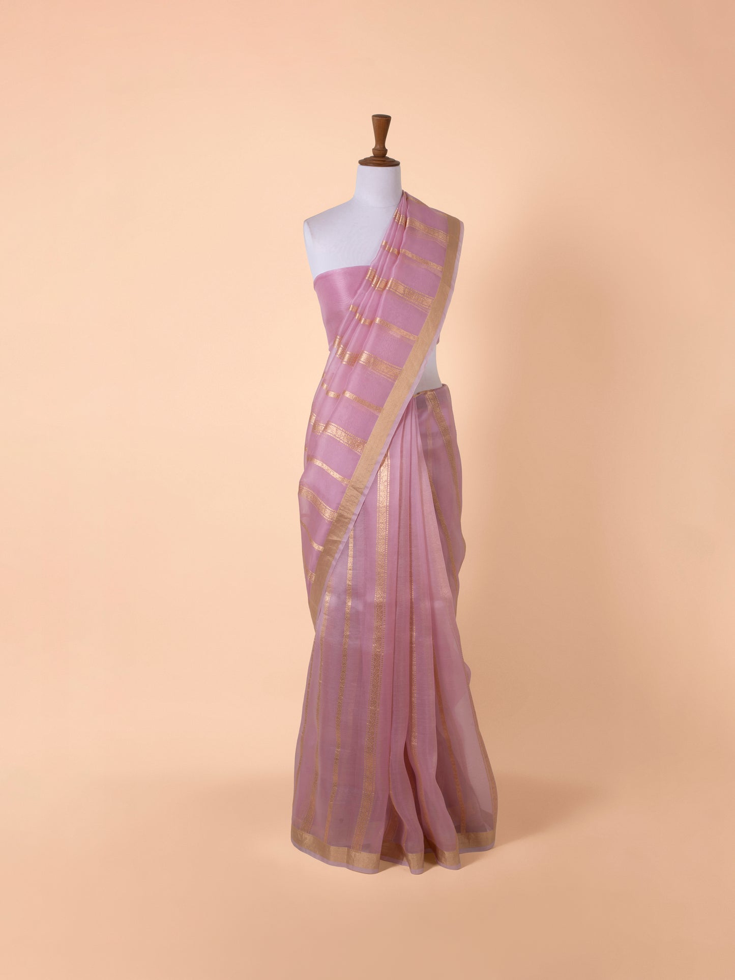 Handwoven Pink Organza Saree