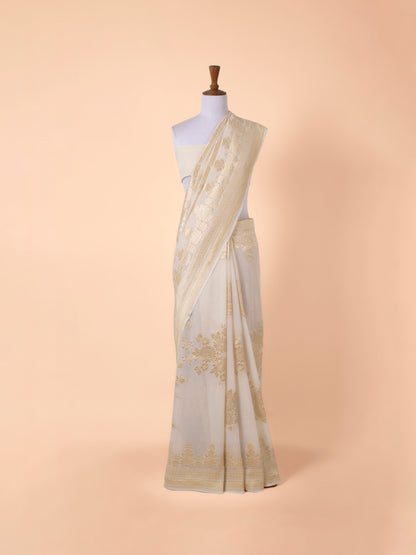 Handwoven Off White Georgette Saree