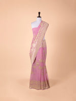 Handwoven Pink Georgette Saree