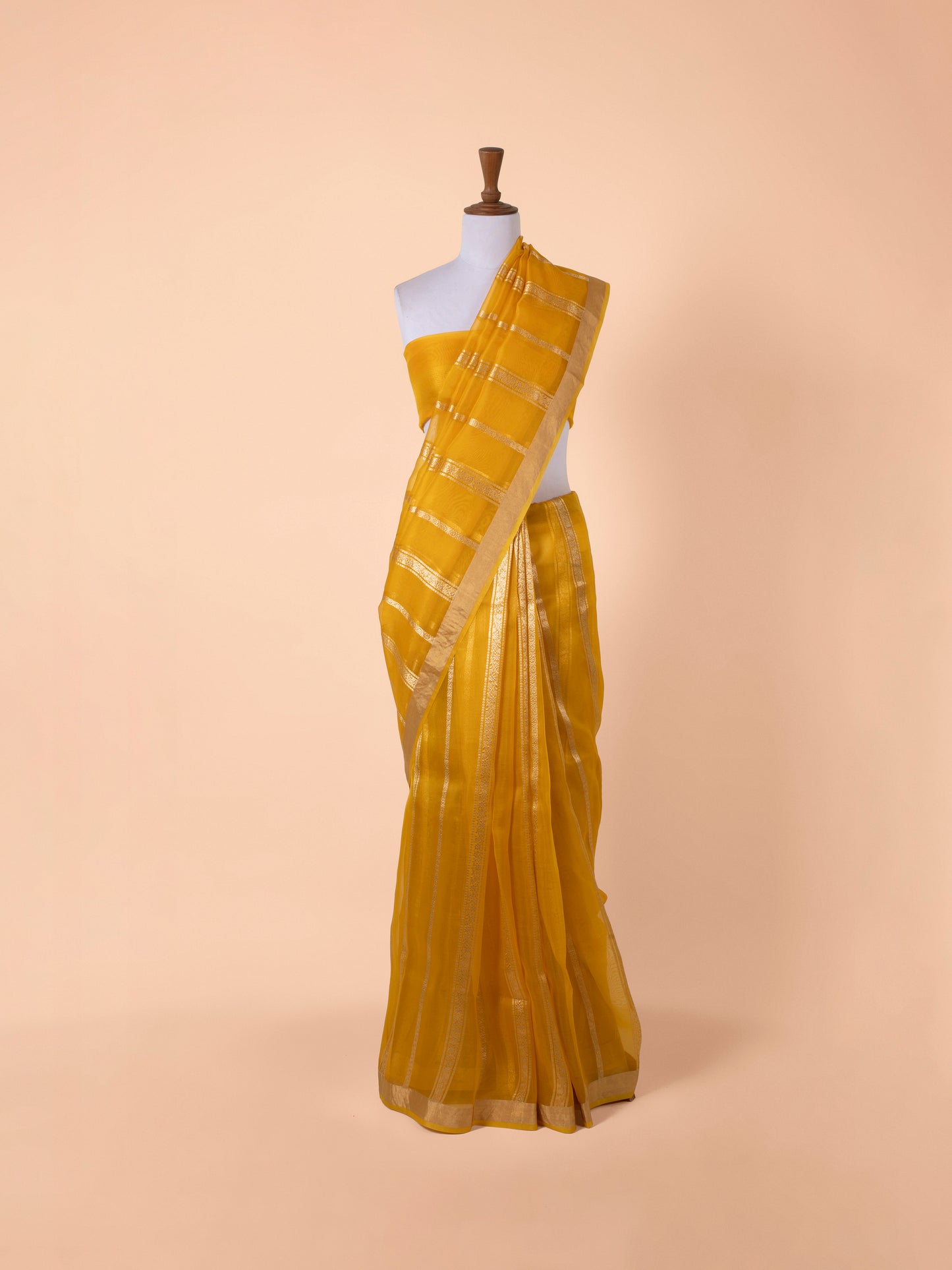 Handwoven Mustard Organza Saree