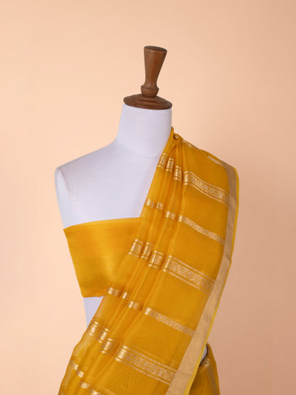 Handwoven Mustard Organza Saree