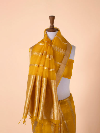 Handwoven Mustard Organza Saree