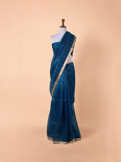 Handwoven Blue Organza Saree