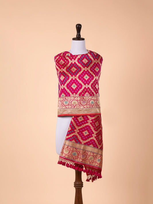 Handwoven Pink Silk Dupatta