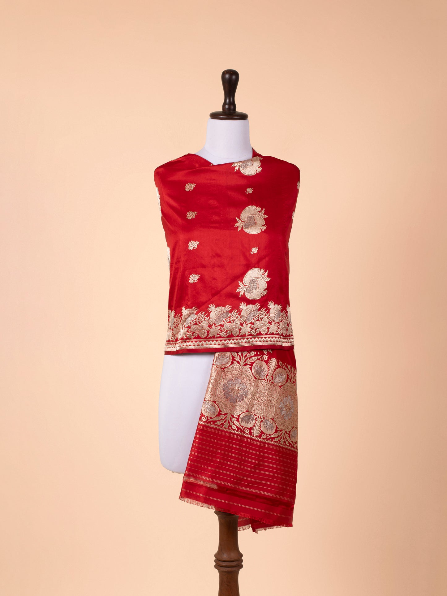 Handwoven Red Silk Dupatta