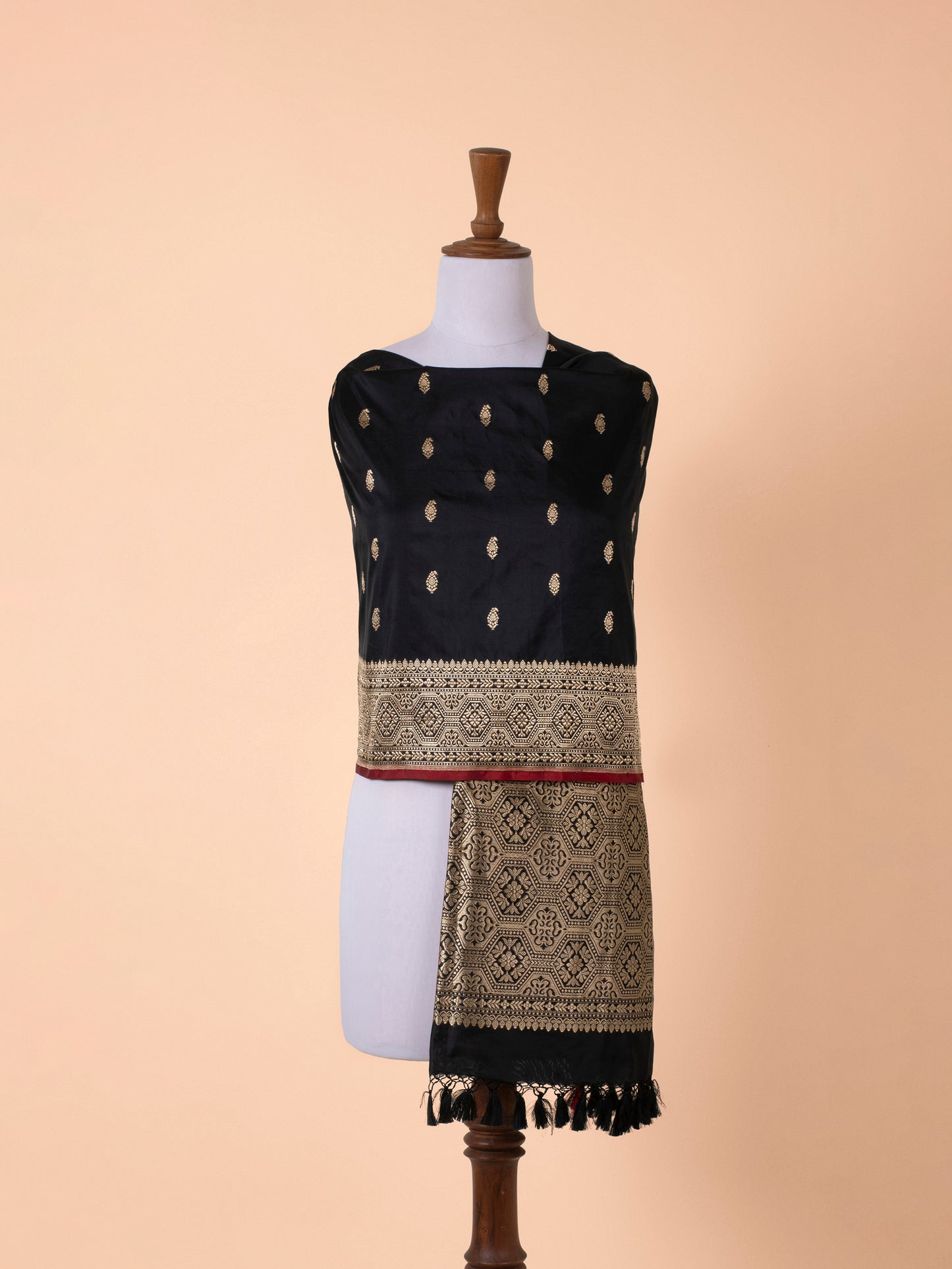 Handwoven Black Silk Dupatta