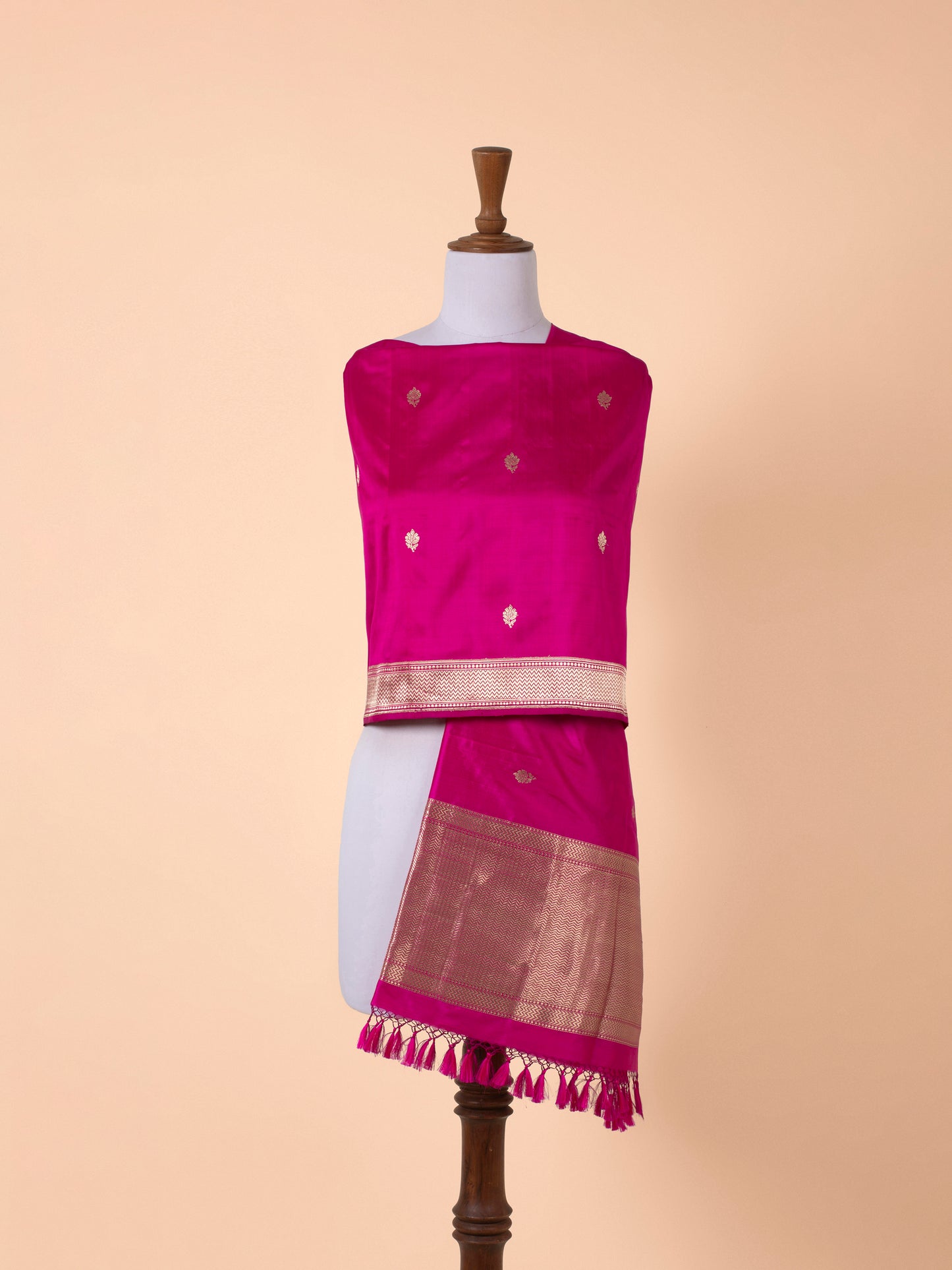 Handwoven Magenta Silk Dupatta