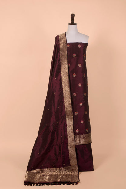 Handwoven Garnet Silk Suit Piece