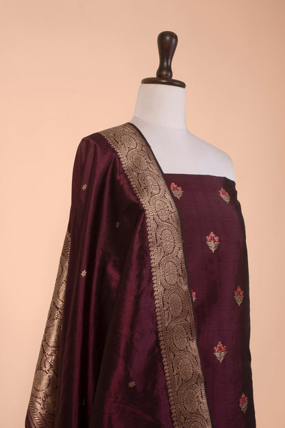 Handwoven Garnet Silk Suit Piece