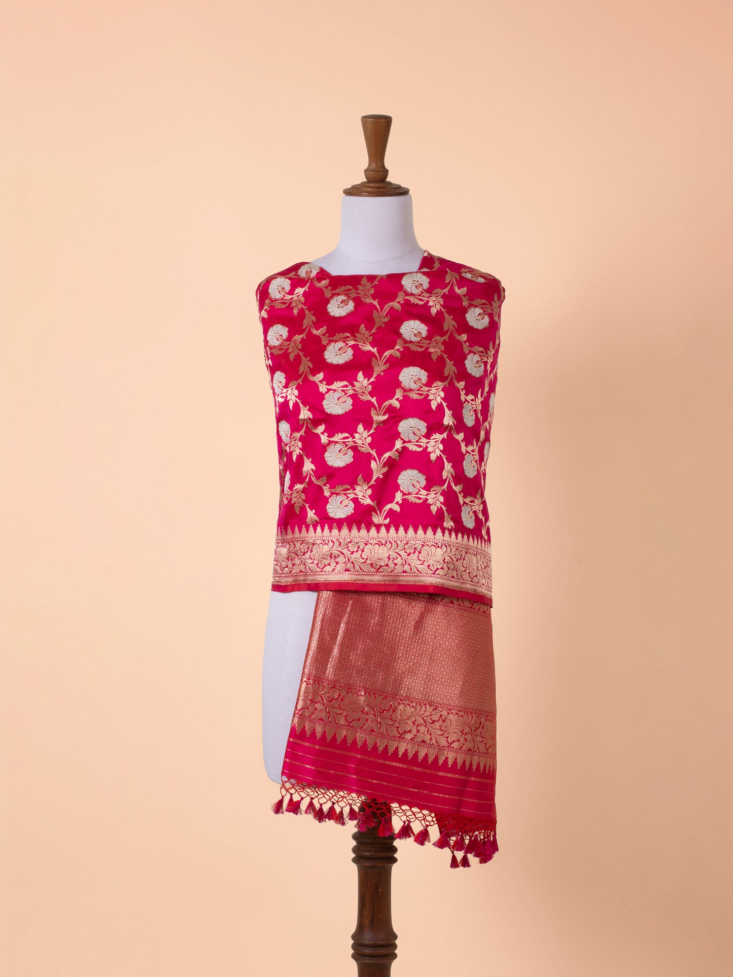 Handwoven Rani Pink Silk Dupatta